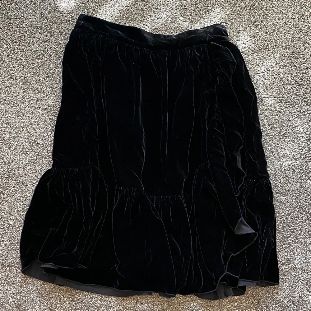 Kate Spade Black Asymmetrical Velvet Skirt